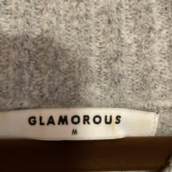 Knit Tunic Sweater Gray Med Glamorous Gray Open Side Sleeveless Mock - Picture 7 of 13